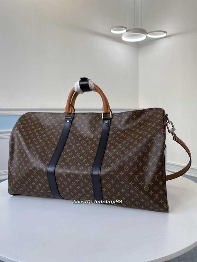 路易威登LV旅行包 M45988老花 小花 KEEPALL50旅行袋 LV老花新款男士手提旅行包袋 xxlv3038